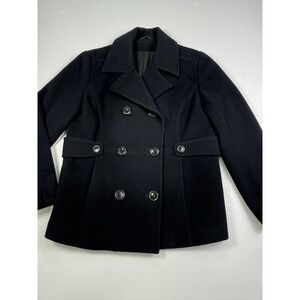 St. John's Bay Wool Cashmere Black Ladies Size Medium Winter Pea Coat Jacket